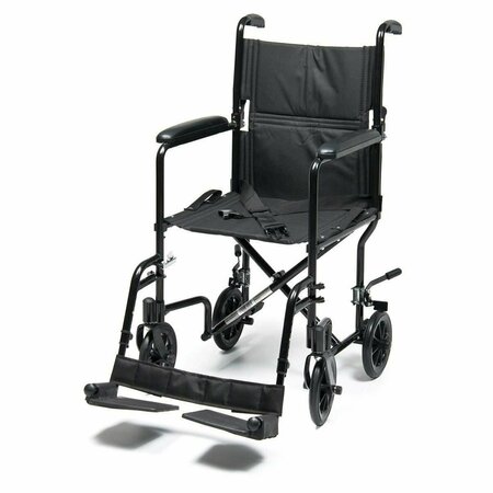 GF HEALTH PRODUCTS 19 in. Lightweight Aluminum Transport Chair, Black EJ786-1